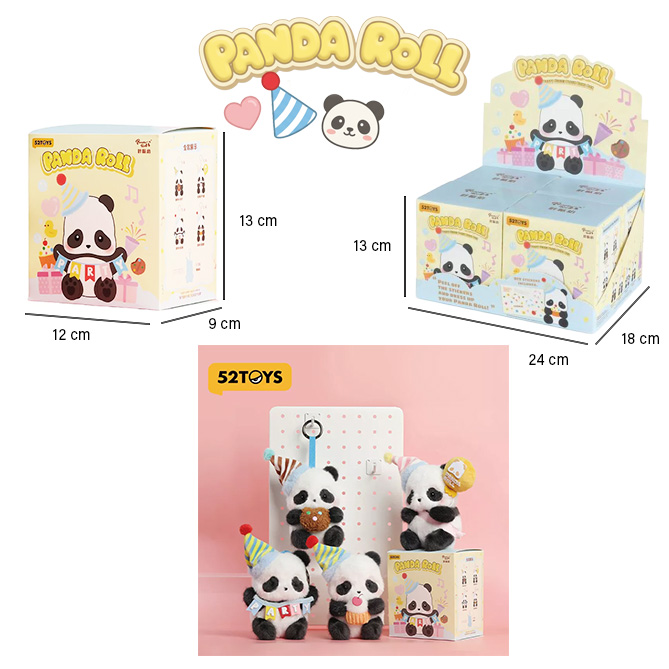 (Mis 0) PANDA ROLL Party Peluche Portachiavi 12cm c/Bagclip In blind box (cm) 5ass…x96